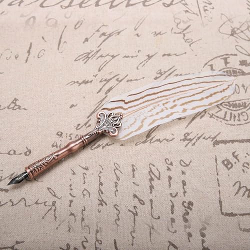 Mtlavish Vintage Fountain Stift mit Dip Stift -Tintenflasche Set für Briefpapiergeschenk - Geburtstagskasten (Weiß) von Mtlavishness