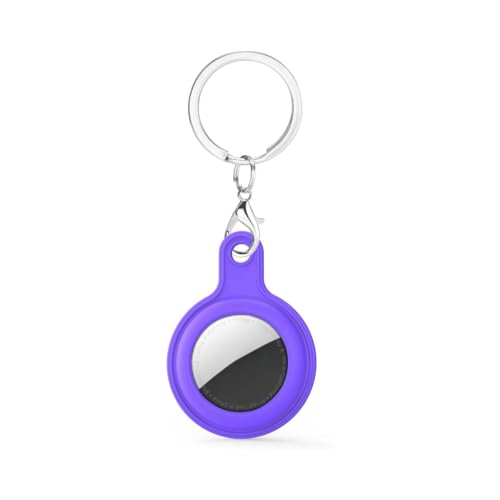 Silikonhülle für AirTag, Airtag Case Cover Tracker Keyring Silikonhülle mit Schlüsselanhänger für Schlüssel Taschen Gepäck Hund Katze Haustier Halsband (Purple) von MuStone