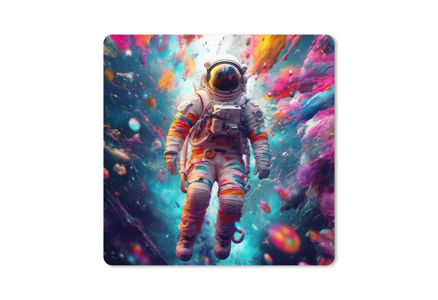 MuchoWow Mauspad Neon - Meteorit - Neon - Astronaut (1-St), Schreibtischunterlage, Gaming Deko PC, 40x40 cm von MuchoWow