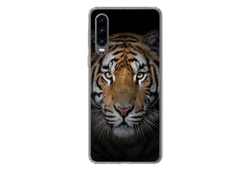 MuchoWow Handyhülle Tiger - Wildtiere - Porträt - Schwarz - Tiere, Handyhülle Huawei P30, Handy Case, Silikon, Bumper Case von MuchoWow