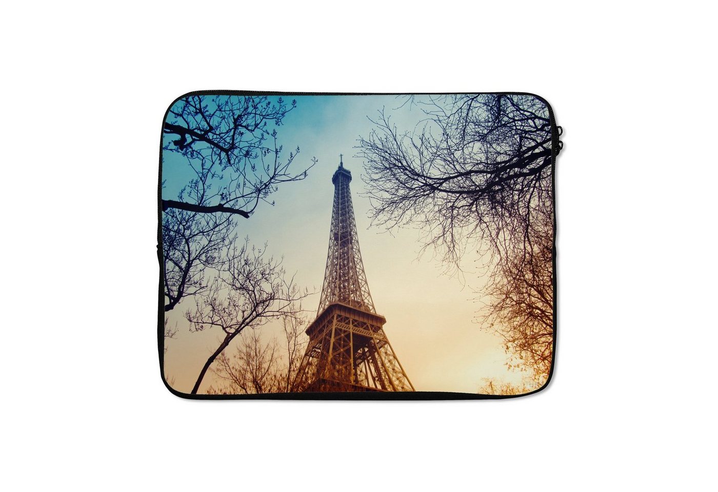 MuchoWow Laptop-Hülle Der Eiffelturm in Kombination mit kahlen Herbstzweigen und einer tief 17 Zoll, Laptopsleeve, weiches Innenfutter zum Schutz Kratzern, Laptoptasche von MuchoWow