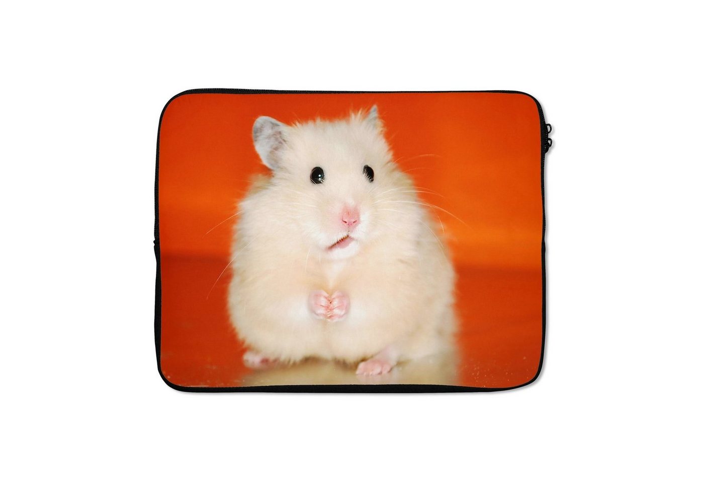 MuchoWow Laptop-Hülle Weißer Hamster auf orangem Hintergrund von MuchoWow