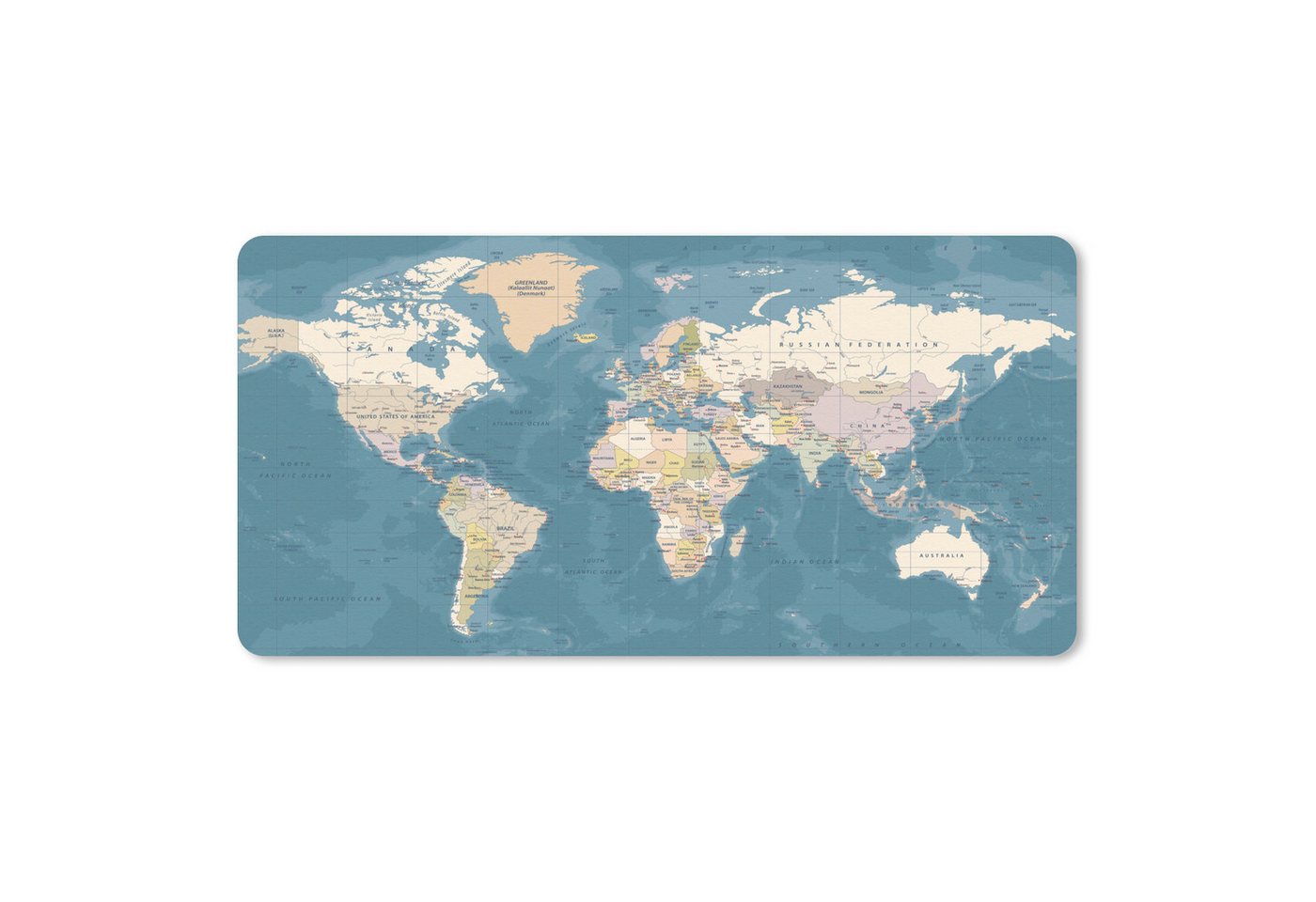 MuchoWow Mauspad Weltkarte - Atlas - Blau (1-St), Mousepad mit Rutschfester Unterseite, Mausunterlage, Gaming, 60x30 cm von MuchoWow