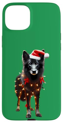 Hülle für iPhone 15 Plus Mudi Dog Weihnachtsmannmütze Weihnachtsbeleuchtung Besitzer Mama Papa Liebhaber Xmas von Mudi Dog Christmas Products