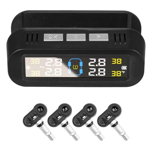 Auto-Reifendruckkontrollsystem, Solar-Reifendruckmonitor mit Sprachalarm, Echtzeit-Anzeige des Temperaturdrucks 0-5 Bar für Geländefahrzeuge, Monitor-4, Eingebauter Sensor (-2) von Mulcort