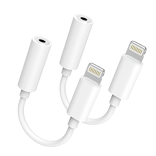 2 Pack iPhone Kopfhörer Adapter, MFi Zertifiziert Apple Lightning auf 3.5mm Klinke Adapter AUX Audio Kabel Konverter Kompatibel mit iPhone 14/13/12/11/XR/X/XS/8/7 für Alle iOS Systeme von Muljexno