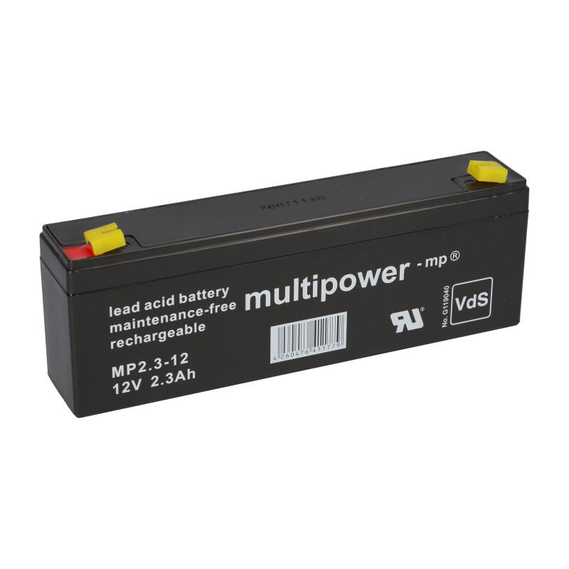 Amazon Multipower Blei-Akku MP2,2-12 Pb 12V 2,2Ah VdS G107033, Faston 4,8 von Multipower