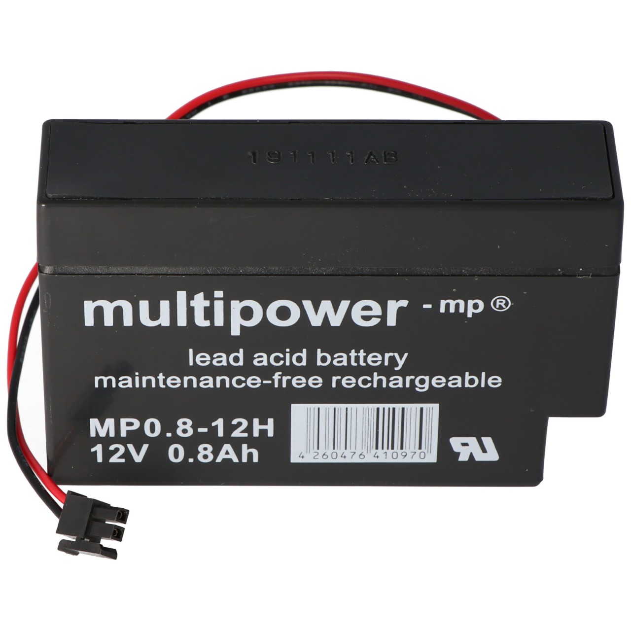 Multipower MP0.8-12H Blei Akku mit Molex 43025-200 Stecker schwarz, Akku für Solar Rollomatic DFR 2000 Nr. 1/Solar, Vision CP1208 von Multipower