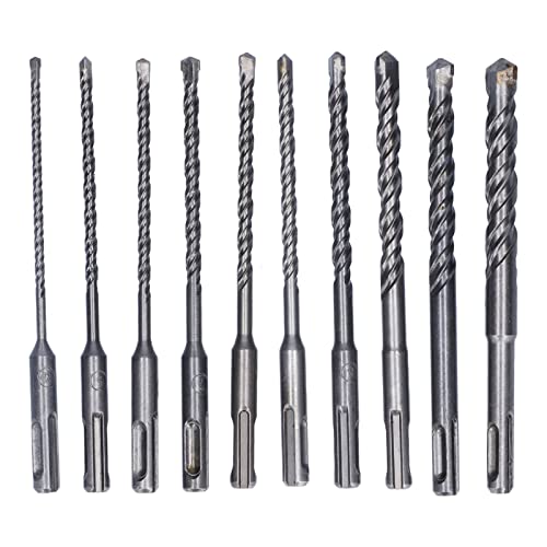 Steinbohrer-Set, Hammerwerkzeug mit Hartmetallspitze, 10 Bohrerdurchmesser 4–14 mm, YG8C-Wolframkarbid für schnelles Bohren, mit Aufbewahrungsbox, ideal für Beton, Mauerwerk, von Multizenic