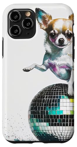 Hülle für iPhone 11 Pro fröhlicher Chihuahua tanzt auf Discokugel Hund Rasse Musik von MunterBix