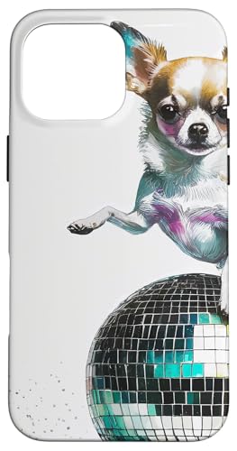 Hülle für iPhone 16 Pro Max fröhlicher Chihuahua tanzt auf Discokugel Hund Rasse Musik von MunterBix