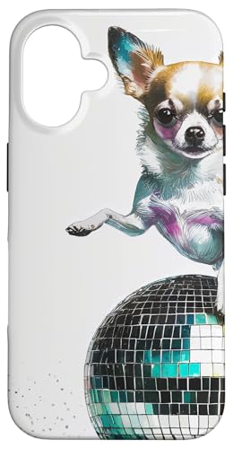 Hülle für iPhone 16 fröhlicher Chihuahua tanzt auf Discokugel Hund Rasse Musik von MunterBix