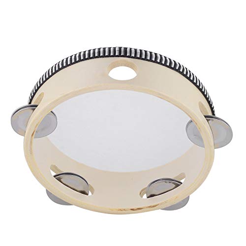 Musfunny Tamburin 15 cm Hand Trommel Tambourine Holz Schlagzeugglocke Birke Metallschellen Percussion Musikinstrument für KTV, Party, Spiele (15 cm, 6 Zoll) von Musfunny