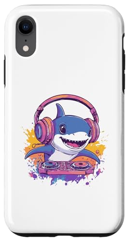 DJ Shark mit Kopfhörern, Musik mischen Hülle für iPhone XR von Music Enthusiasts Fun Shark DJ Vibrant