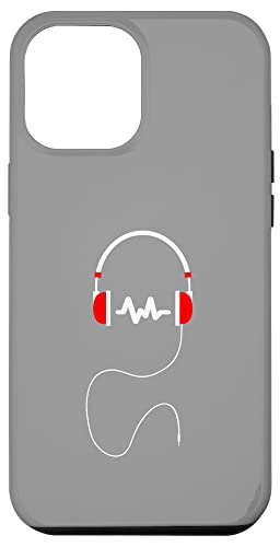 Hülle für iPhone 12 Pro Max Musik-Kopfhörer-Logo in Rot und Weiß von Music Headphone Design
