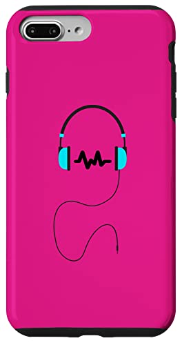 Hülle für iPhone 7 Plus/8 Plus Musik-Kopfhörer-Logo in Blau und Schwarz von Music Headphone Design