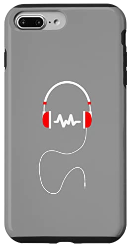 Hülle für iPhone 7 Plus/8 Plus Musik-Kopfhörer-Logo in Rot und Weiß von Music Headphone Design