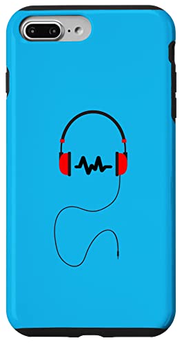 Hülle für iPhone 7 Plus/8 Plus Musik-Kopfhörer-Symbol, Rot und Schwarz von Music Headphone Design