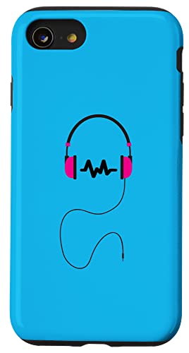 Hülle für iPhone SE (2020) / 7 / 8 Musik-Kopfhörer-Logo in Fuchsia und Schwarz von Music Headphone Design