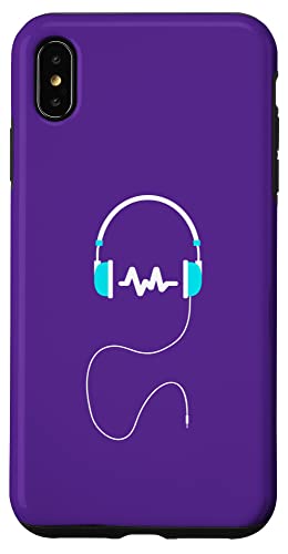 Hülle für iPhone XS Max Musik-Kopfhörer-Logo in Blau und Weiß von Music Headphone Design