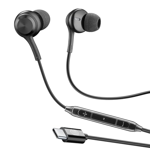 Music Sound - In-Ear-Kopfhörer - Kabelgebundene Kopfhörer mit Mikrofon - USB-C-Kompatibilität - Metalldetails - Farbe: Schwarz von Music Sound