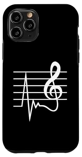 Hülle für iPhone 11 Pro Violinschlüssel Musik Pulsfrequenz Herzschlag Musiknoten von Music Sounds Listening Melody Beats Vibes Lover