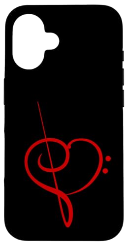 Hülle für iPhone 16 Violinschlüssel Bass Herz Musiknoten Symbol Musik Spaß Liebhaber von Music Sounds Listening Melody Beats Vibes Lover