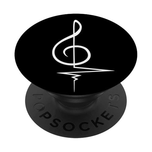 Violinschlüssel Musik Pulsfrequenz Herzschlag Musiknoten PopSockets Klebender PopGrip von Music Sounds Listening Melody Beats Vibes Lover