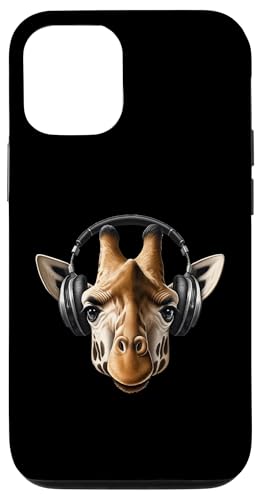 Hülle für iPhone 13 Pro Charmanter Giraffenkopf mit Kopfhörern von Music and Animals