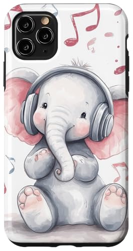 Hülle für iPhone 11 Pro Max Elefant Musik Tier Kopfhörer Niedlicher Elefant von Music lover Baby shower gift Childrens Playful