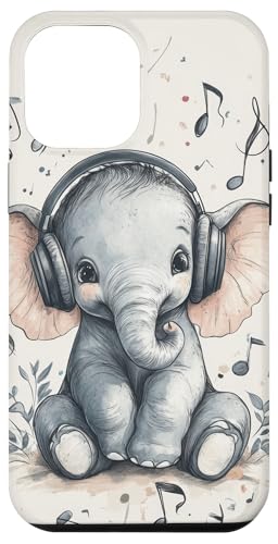 Hülle für iPhone 12 Pro Max Elefant Musik Tier Kopfhörer Niedlicher Elefant von Music lover Baby shower gift Childrens Playful