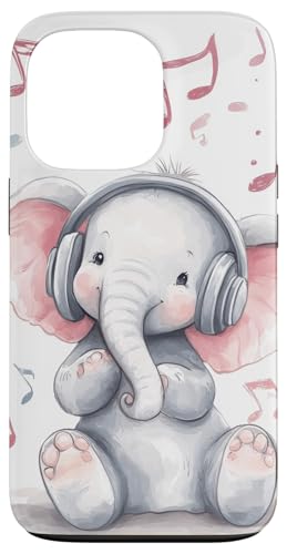 Hülle für iPhone 13 Pro Elefant Musik Tier Kopfhörer Niedlicher Elefant von Music lover Baby shower gift Childrens Playful