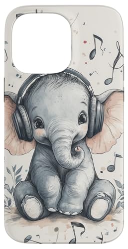 Hülle für iPhone 14 Pro Max Elefant Musik Tier Kopfhörer Niedlicher Elefant von Music lover Baby shower gift Childrens Playful