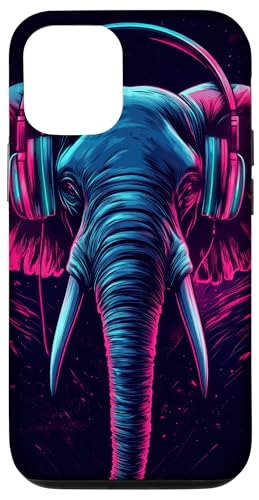 Hülle für iPhone 12/12 Pro Elefant Musik Tier Kopfhörer Tierkunst von Music lover Colors Wild life Gift for her