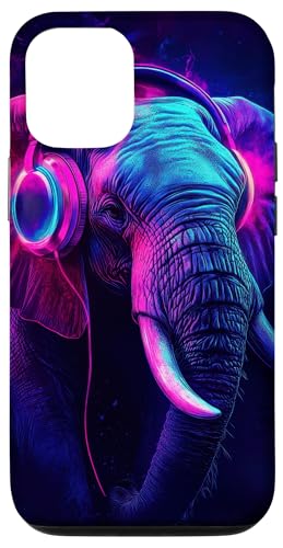 Hülle für iPhone 12/12 Pro Elefant Musik Tier Kopfhörer Tierkunst von Music lover Colors Wild life Gift for her