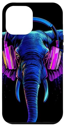 Hülle für iPhone 12 Pro Max Elefant Musik Tier Kopfhörer Tierkunst von Music lover Colors Wild life Gift for her