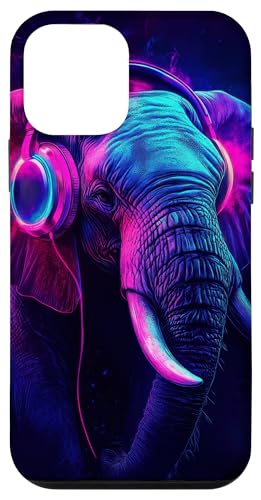 Hülle für iPhone 12 mini Elefant Musik Tier Kopfhörer Tierkunst von Music lover Colors Wild life Gift for her