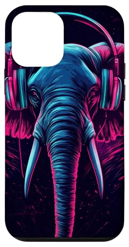 Hülle für iPhone 12 mini Elefant Musik Tier Kopfhörer Tierkunst von Music lover Colors Wild life Gift for her