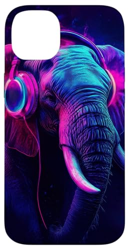 Hülle für iPhone 14 Plus Elefant Musik Tier Kopfhörer Tierkunst von Music lover Colors Wild life Gift for her