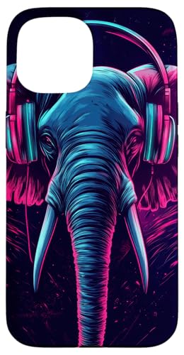 Hülle für iPhone 15 Elefant Musik Tier Kopfhörer Tierkunst von Music lover Colors Wild life Gift for her