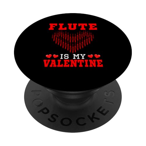 Flute Is My Valentine Instrument Team Cute Hearts Shape PopSockets Klebender PopGrip von Musical, Musician Valentine Costume