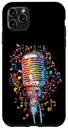 Hülle für iPhone 11 Pro Max Mikrofon aus Musiknoten - Musikmikrofon von Musical Microphone - Colorful Music Note Mic