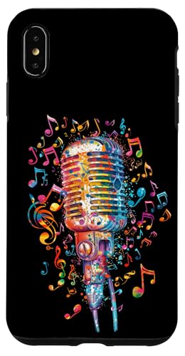 Hülle für iPhone XS Max Mikrofon aus Musiknoten - Musikmikrofon von Musical Microphone - Colorful Music Note Mic