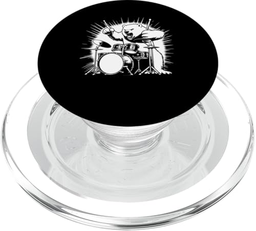 Drumming Eisbär Schlagzeuger Drums Musik Rock Band PopSockets PopGrip für MagSafe von Musician Animals Co.