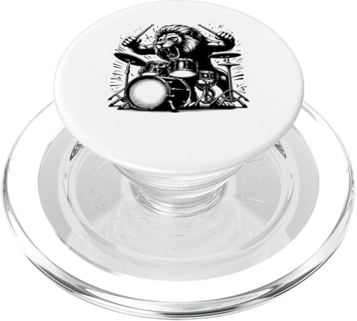 Drumming Lion Drummer Drums Music Rock Band PopSockets PopGrip für MagSafe von Musician Animals Co.