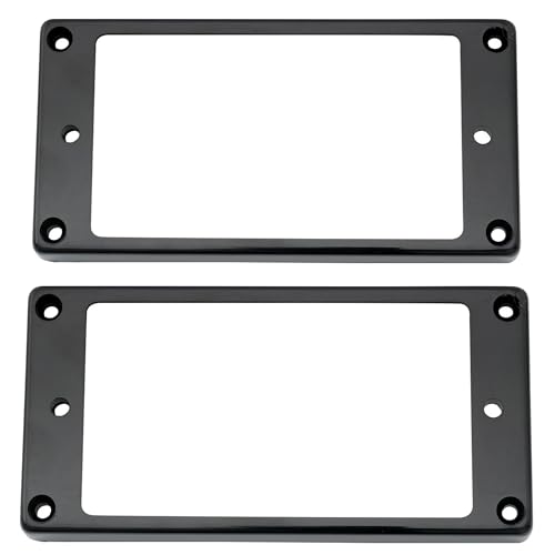 Musiclily Pro Flat Kunststoff Humbucker Pickup Rahmen Humbucker Tonabnehmer Rings Bridge Neck Humbucker Frame Set für LP Les Paul E-Gitarre, Schwarz von Musiclily