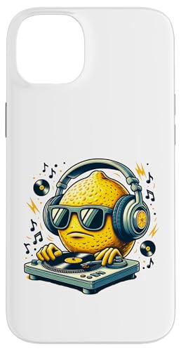 Hülle für iPhone 14 Plus Cool Lemon DJ Kopfhorer Plattenspieler von Musik Zitrone DJ Kopfhörer Beats Vinyl