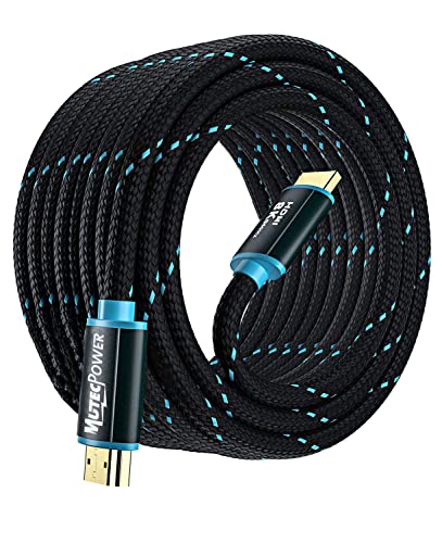 MutecPower Ultra High Speed 10 Meter HDMI 2.1V Kabel 48Gbps, 8K@60Hz & 18Gbps, 4K@120Hz mit HDR, VRR & eARC - 26 AWG UL-gelistet 10m Stecker auf Stecker Kabel Blau/Schwarz geflochten von MutecPower