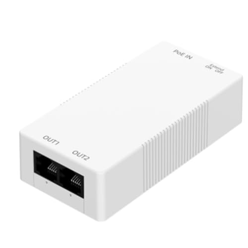 Muuoeou 2-Port Gigabit POE Repeater 1 zu 2 PoE Extender mit IEEE802.3af/at Blitzschutz PlugandPlay 48V 30W von Muuoeou