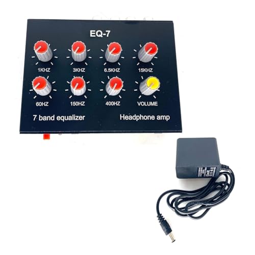 Muuoeou EQ-7 Audiosignal-Headset-Verstärker 7-Band-EQ-Equalizer 2-Kanal-Digital-Sound-Equalizer +12-V-Netzteil EU Stecker von Muuoeou